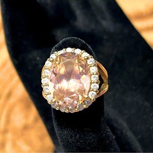 Jacqueline Kennedy Camrose & Kross Simulated Pink Kunzite and CZ ring. Size 5.5